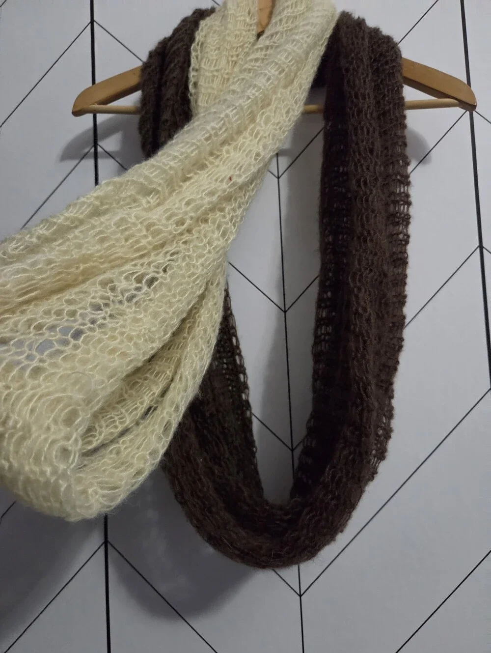 NWOT Super Soft Dual-Layer Two-Tone Infinity Scarf Cuffed with Button